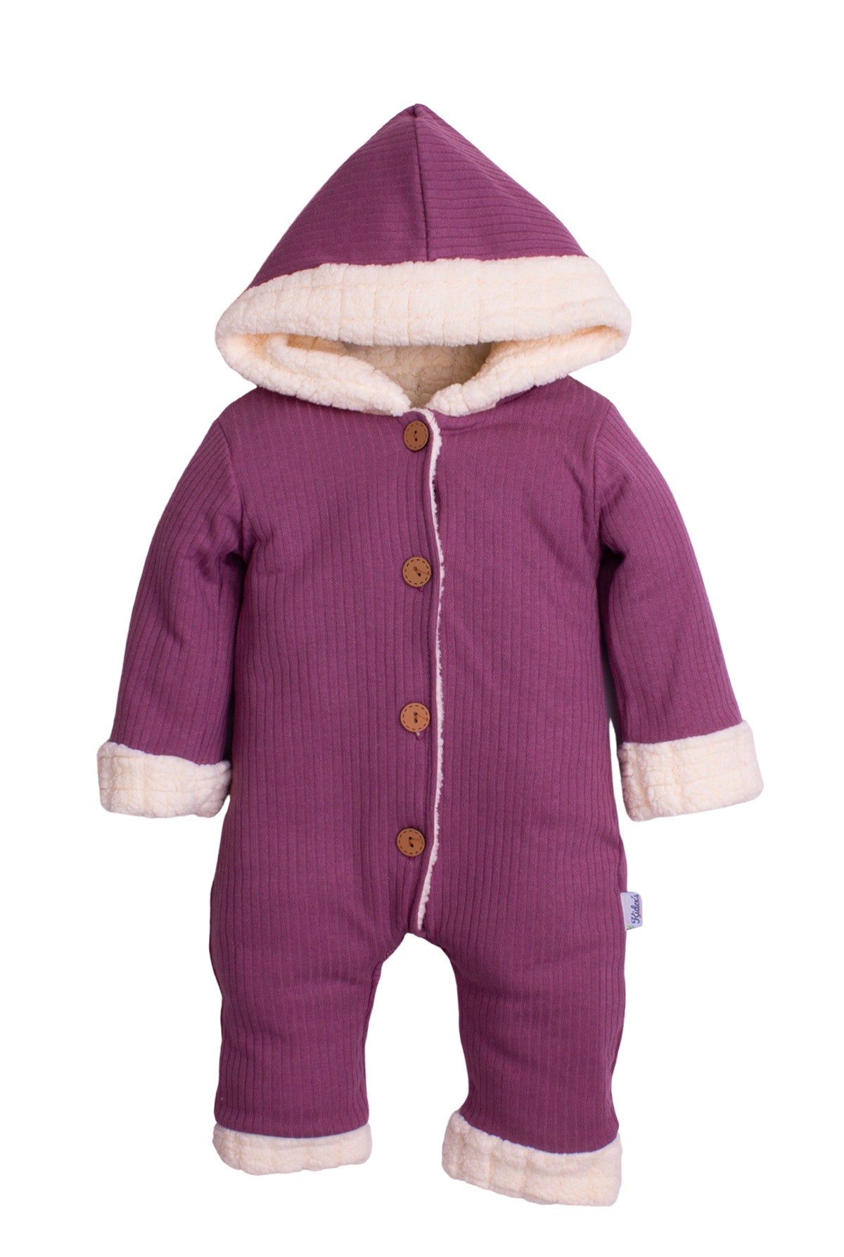 Kız Bebek Peluş Astarlı Kapüşonlu Kışlık Düğmeli Tulum 0-12 Ay